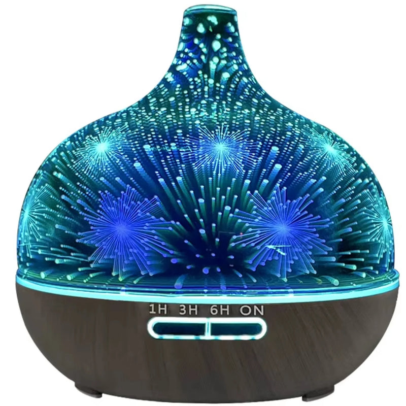 Alfie essential oil diffuser in dark 3D glass, front view - Seven Scents