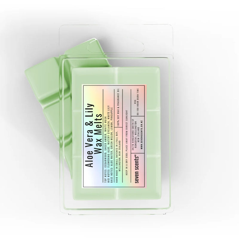 Aloe Vera & White Lily Wax Melts - 85g clamshell of soy wax melts by Seven Scents