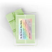 Pack of 'Be My Crush Wax Melts' by seven scents on a white background
