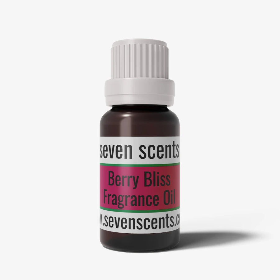 Berry bliss fragrance oil bottle with a white cap on a white background