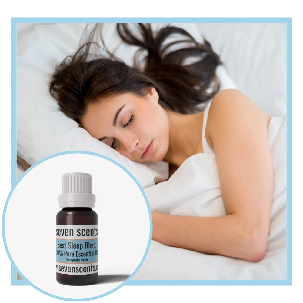 Best Sleep essential oil blend by Seven Scents with a women deep sleeping and resting
