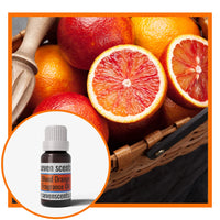 Blood orange fragrance oil with a basket of blood oranges