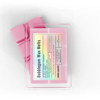 Pack of 'Bubblegum Wax Melts' by seven scents on a white background