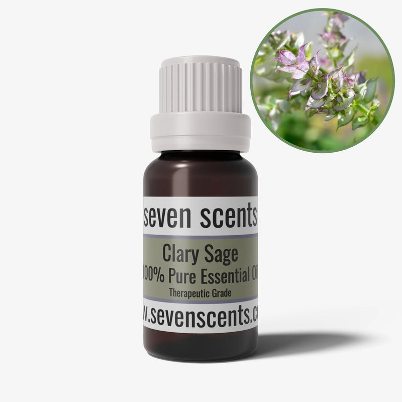 Clary Sage essential oil in a 10ml amber glass bottle - by Seven Scents