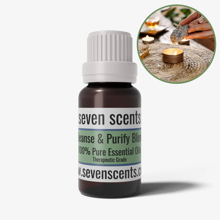 Cleanse & Purify essential oil blend in a 10ml amber glass bottle - by Seven Scents