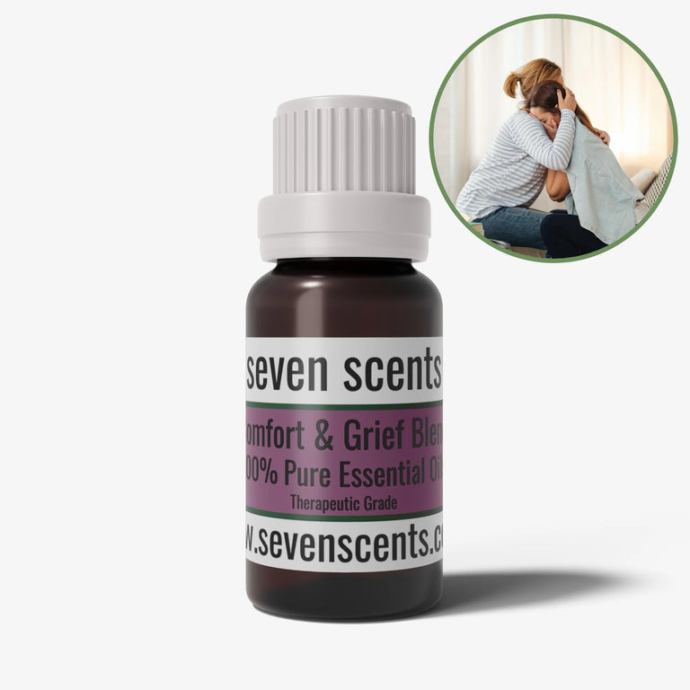 Comfort & Grief essential oil blend in a 10ml amber glass bottle - by Seven Scents
