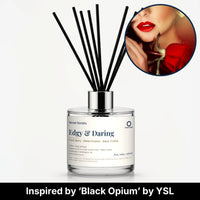 Edgy & Daring Reed Diffuser by Seven Scents - glass bottle with red lips and a red rose