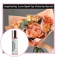 Enchantment perfume oil inspired by Love Spell by Victoria's Secret with a bouquet of bright orange flowers
