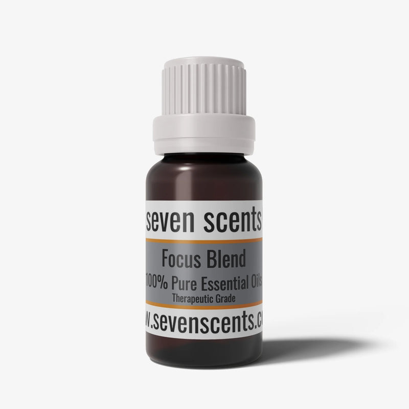 Focus essential oil blend in a 10ml amber glass bottle - by Seven Scents