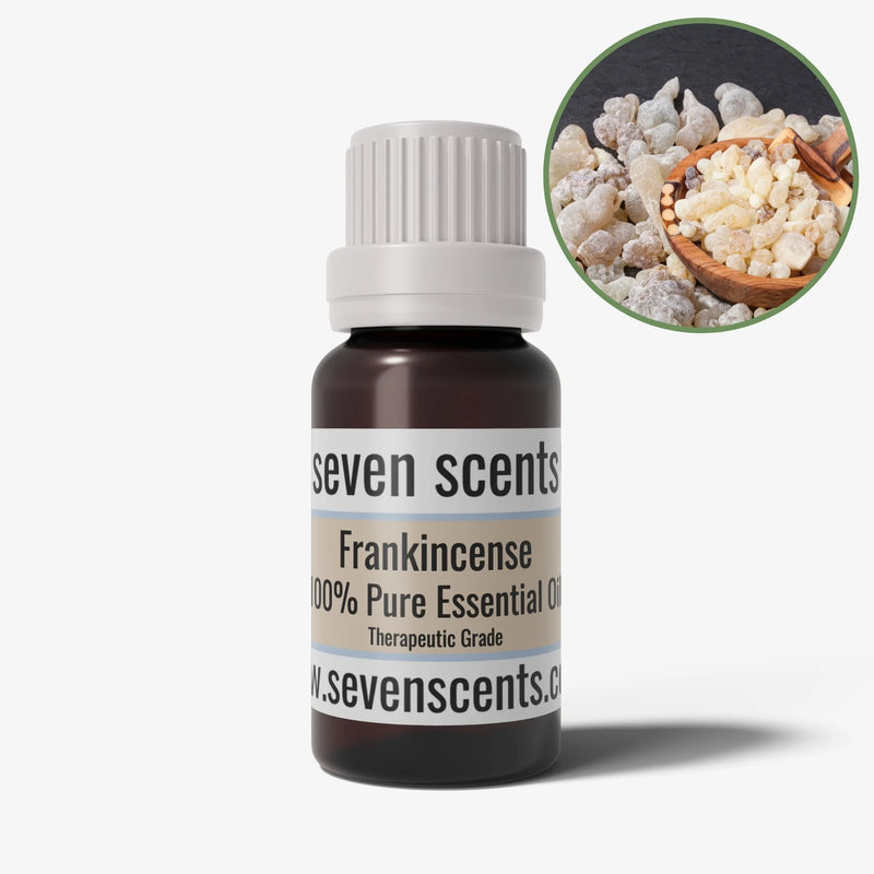 Frankincense essential oil in a 10ml amber glass bottle - by Seven Scents