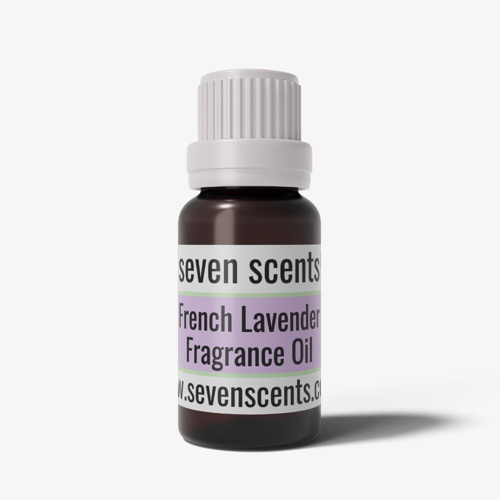French lavender fragrance oil bottle with a white cap on a white background