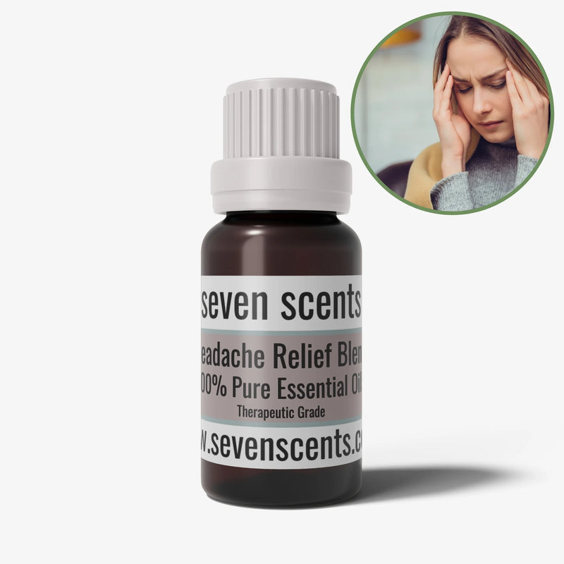 Headache Relief essential oil blend in a 10ml amber glass bottle - by Seven Scents