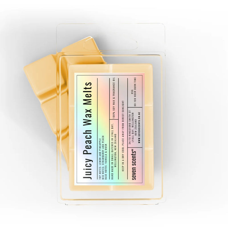 Juicy Peach Wax Melts - 85g clamshell of soy wax melts by Seven Scents