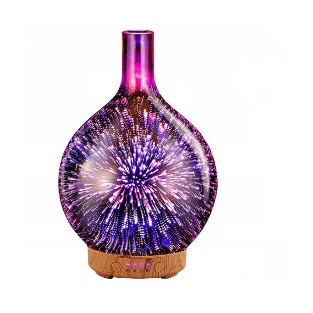 Leo aromatherapy diffuser 3D glass effect with LED lights illuminated