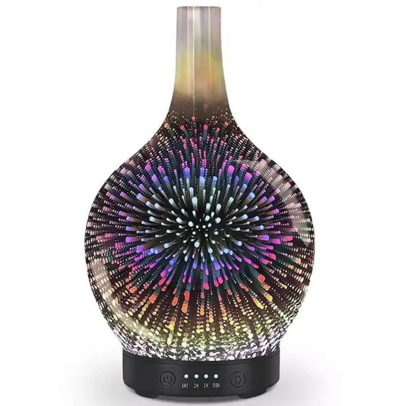 Leo essential oil diffuser in dark 3D glass, front view - Seven Scents
