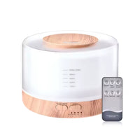 Luca 500ml wood grain essential oil diffuser with remote in light - Seven Scents