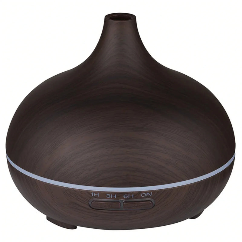 Lucy essential oil diffuser in dark wood-grain, front view - Seven Scents