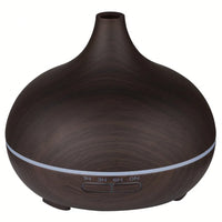 Lucy essential oil diffuser in dark wood-grain, front view - Seven Scents