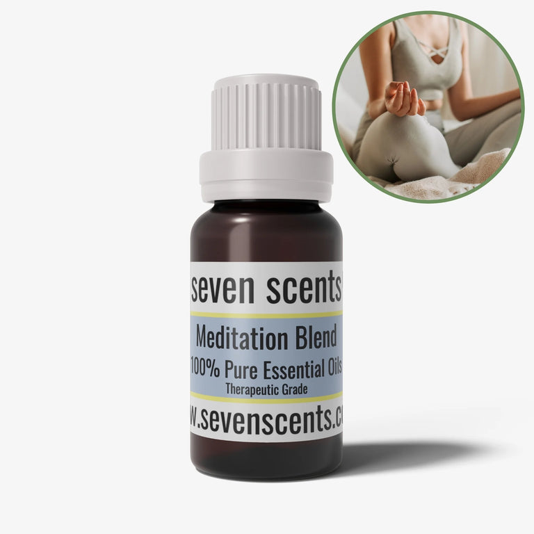 Meditation essential oil blend in a 10ml amber glass bottle - by Seven Scents