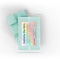 Pack of 'Meditation Wax Melts' by seven scents on a white background