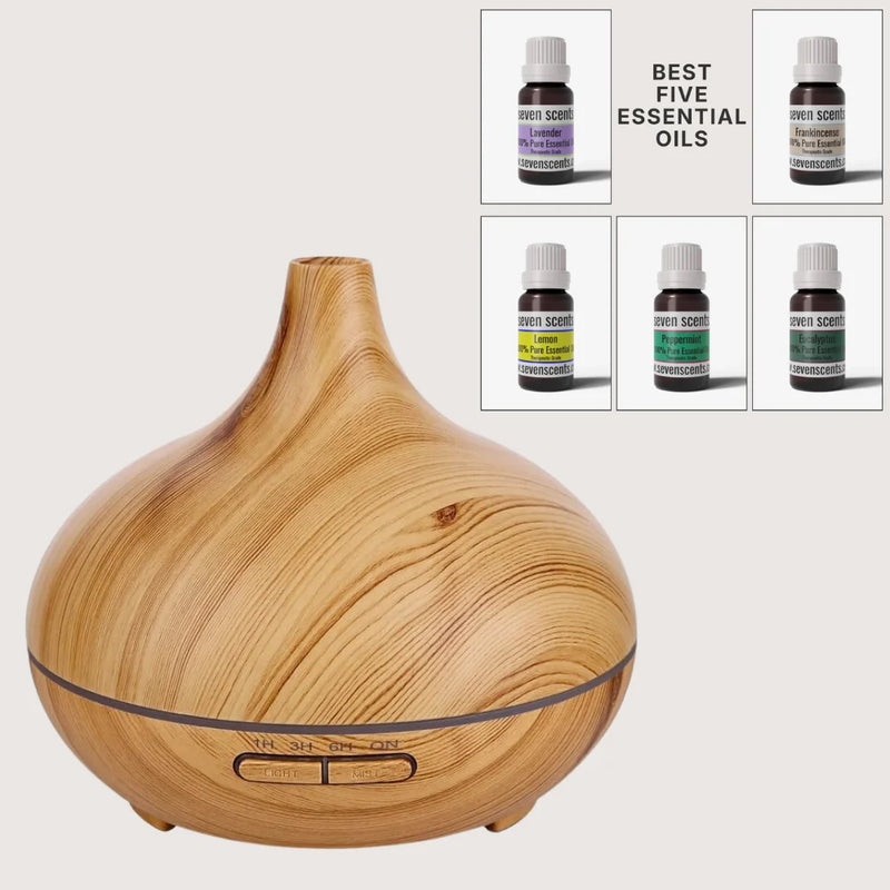Oil Diffuser Starter Kit + 5 Essential Oils - diffuser and essential oil gift set by Seven Scents