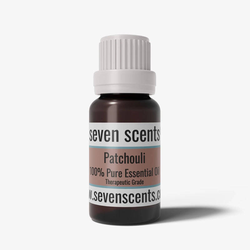 Patchouli essential oil in a 10ml amber glass bottle - by Seven Scents