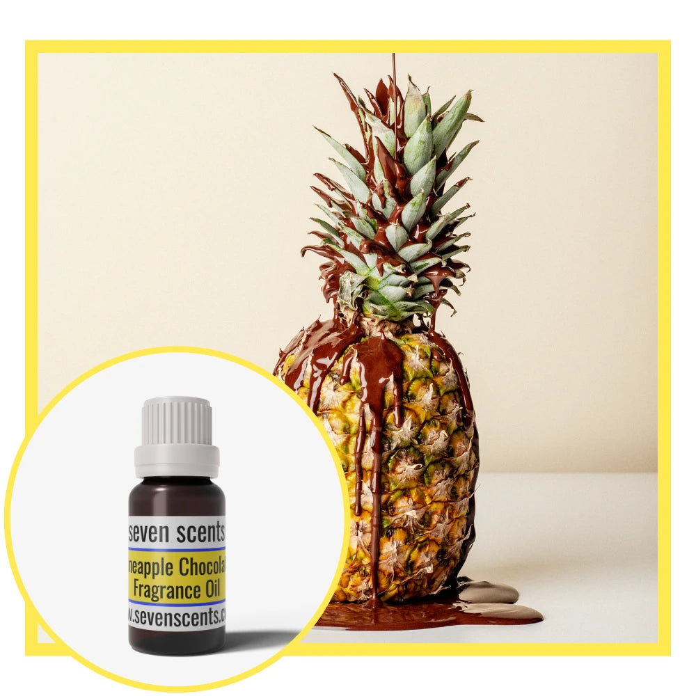 Pineapple chocolate fragrance oil bottle with a pineapple-shaped container on a light background
