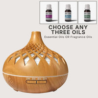 Richie [light] lattice cutout aromatherapy diffuser bundle with choice of 3 oils - Seven Scents NZ