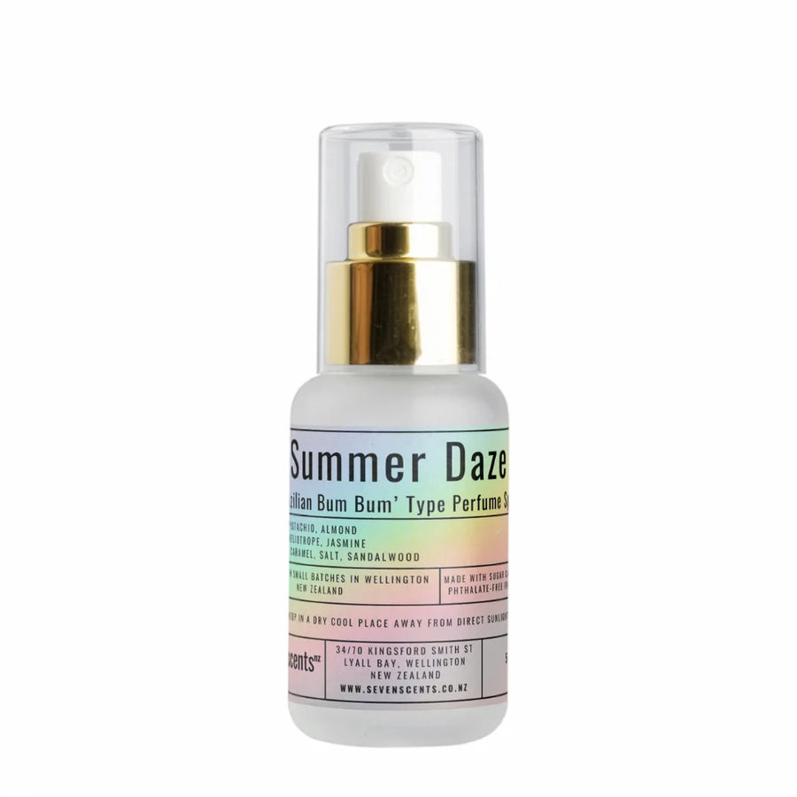 Summer Daze perfume spray bottle - tropical gourmand fragrance inspired by Brazilian Bum Bum by Sol de Janeiro