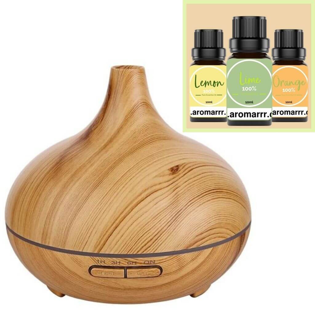 300ml light essential oil diffuser and 3 pack of citrus oils